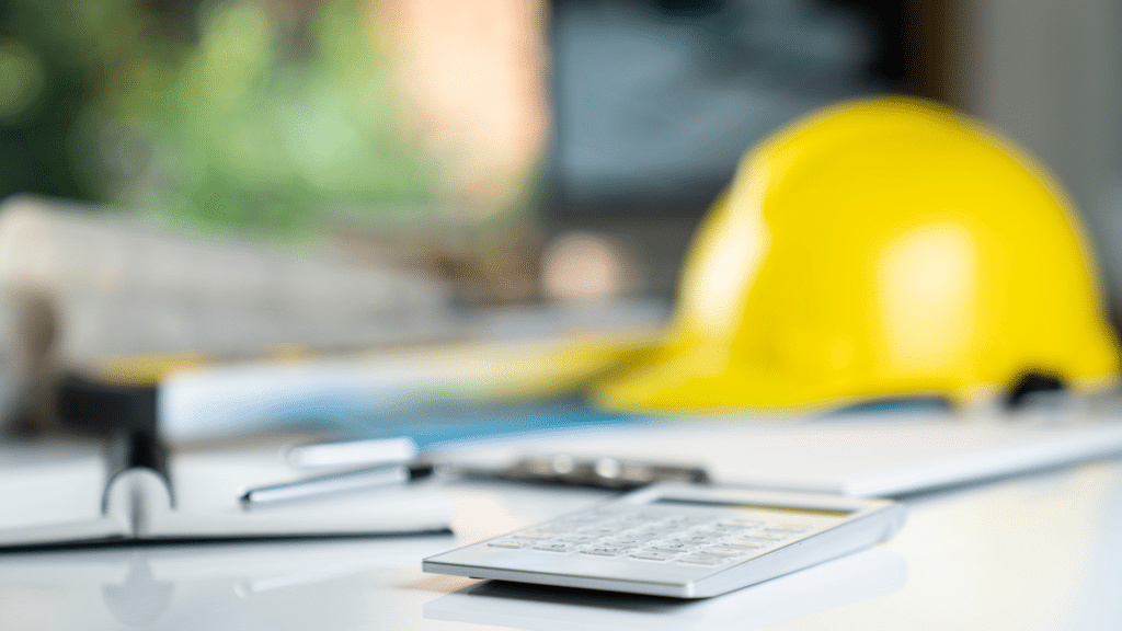 An image of an independent contractors helmut sitting on her desk