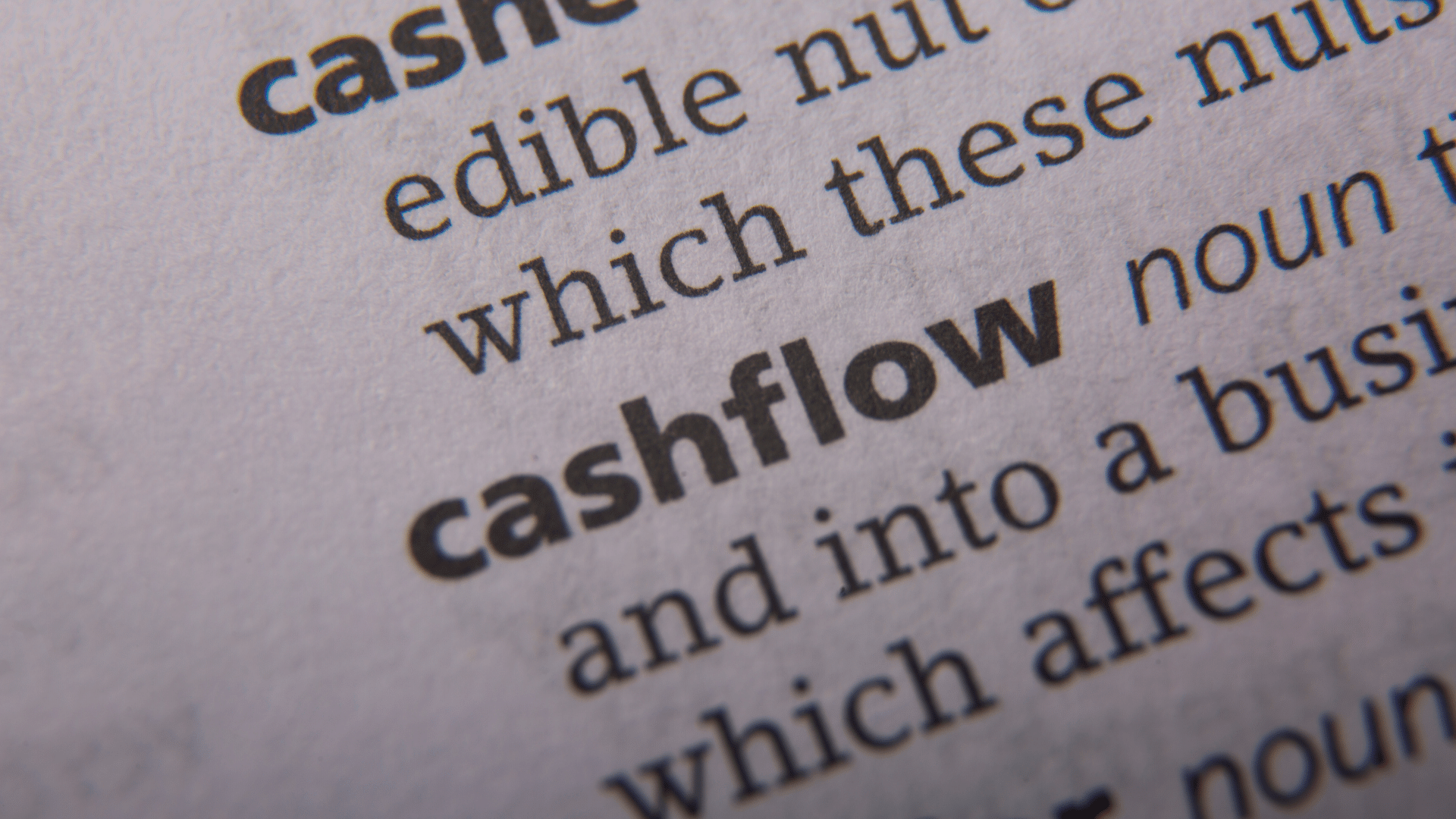 An image of the word Cashflow as written in a dictionary
