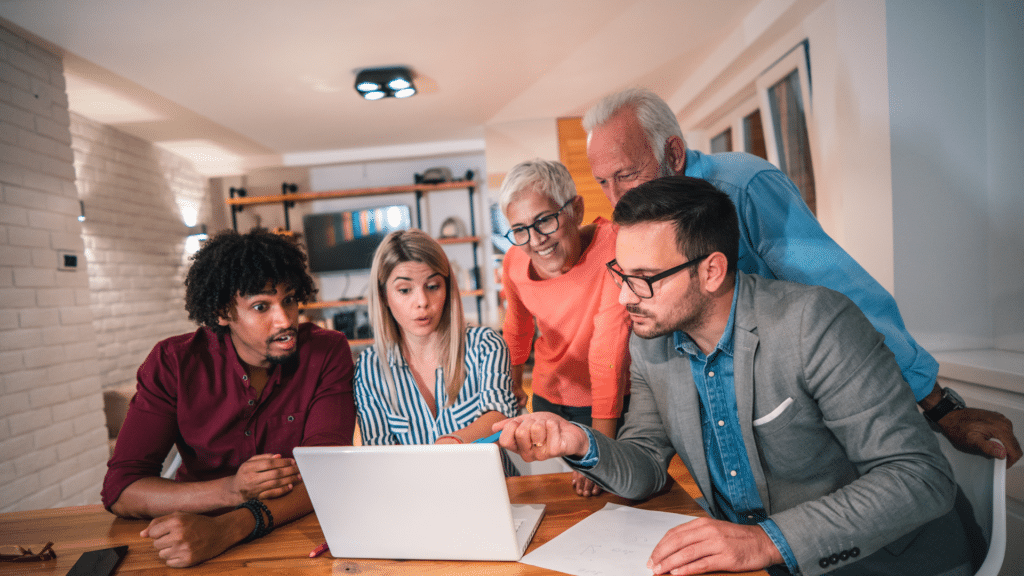 An family in Oakville gathering in a kitchen to discuss the succession plan for the family business.