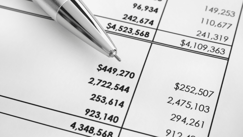 A close up image of a small business owners' financial statements.