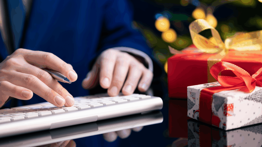 An image of a small busienss owner who is reviewing their year-end tax plans